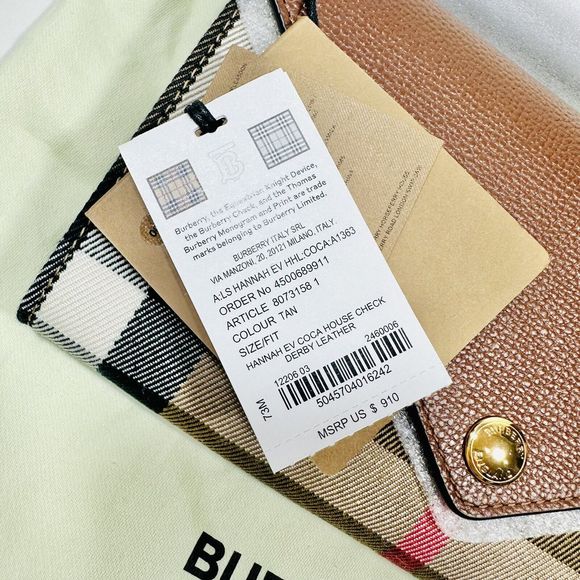 Burberry Hannah Envelope Wallet Crossbody Bag Nova Check Brown Tan NWT - Picture 4 of 15